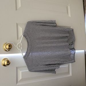 Short sleeve, back out T-shirt Grey with white stripes Size medium.